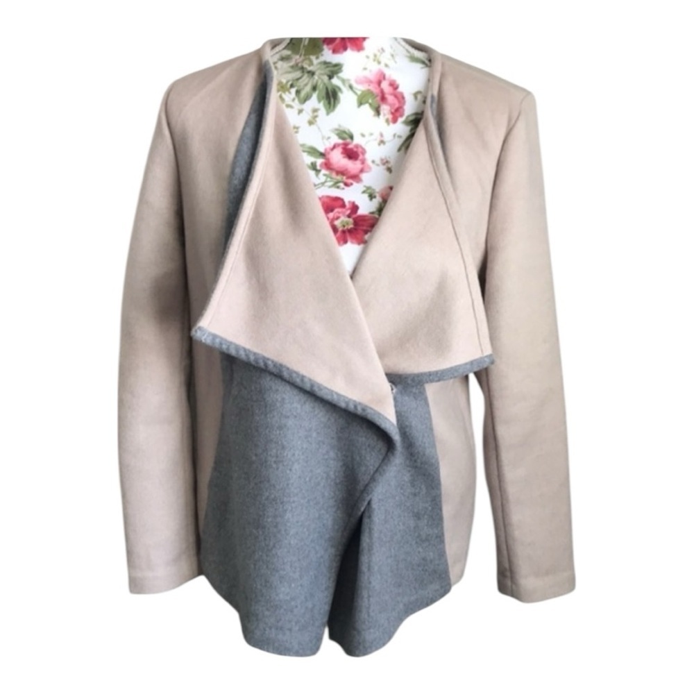 Lucky Brand Beige and Gray Asymmetrical Wool Jacket Women's Size Small - Picture 4 of 12